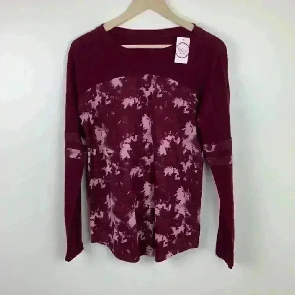 🆕NWT Flirtitude long sleeve tee deep ruby tie dye